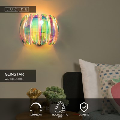 Lucide GLINSTAR - Wandleuchte - 1xE27 - Multifarben